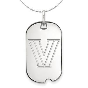 Sterling Silver Villanova U. Dog Tag Pendant Necklace - 20 Inch